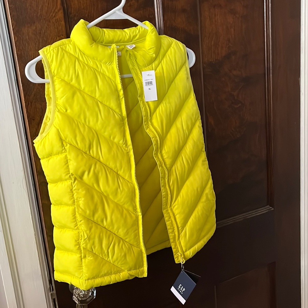 Gap neon yellow puffy vest